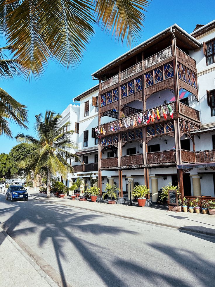 Stone Town seafront buildings in Zanzibar seen from the water