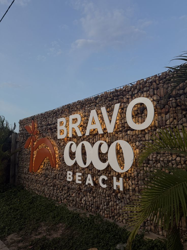 Bravo Coco Beach signage at golden hour in Dar es Salaam