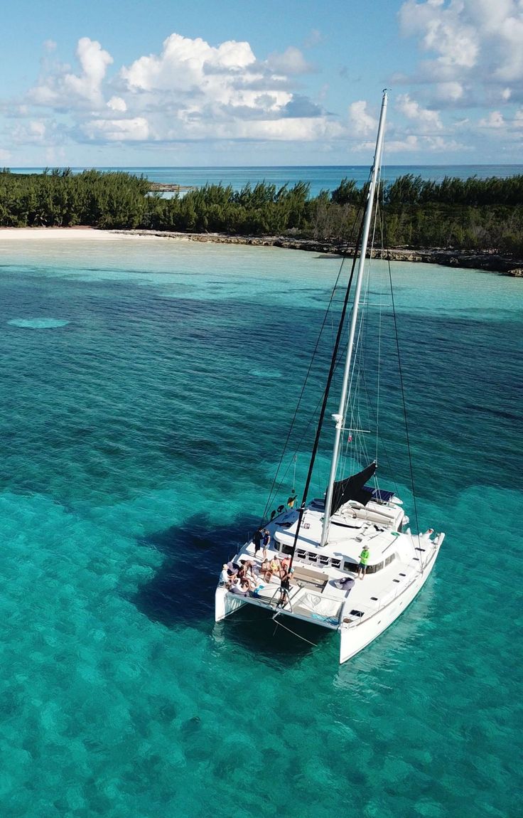 Luxury catamaran anchored in turquoise Zanzibar waters