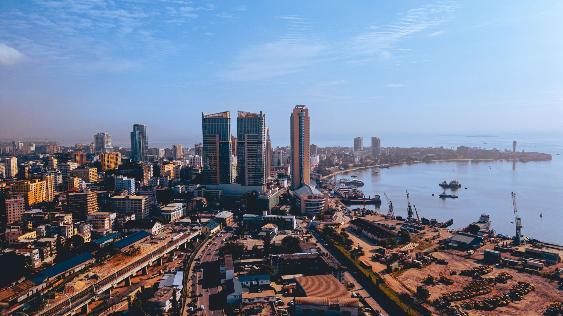 Dar es Salaam skyline and harbour