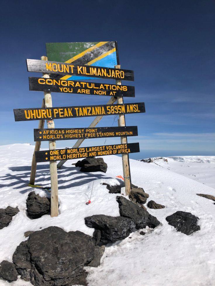 Uhuru Peak summit sign